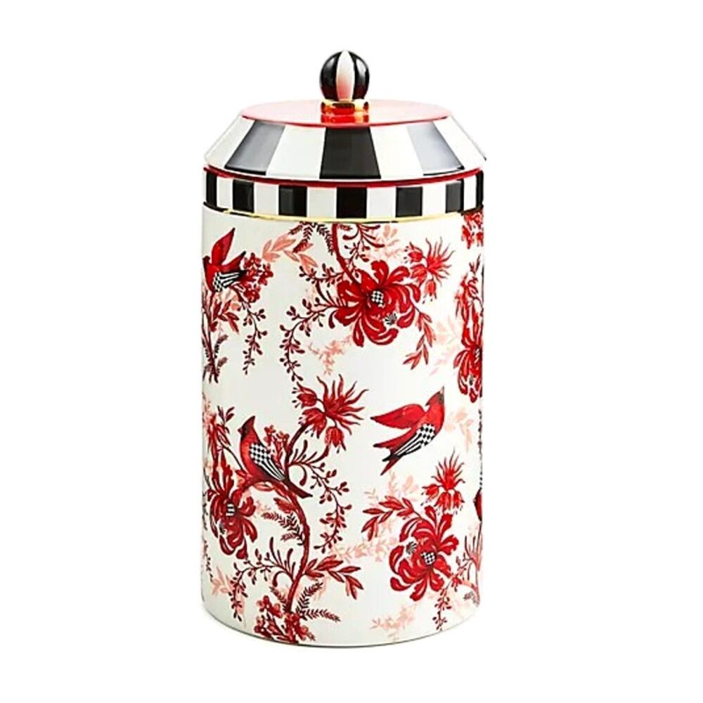 NEW Mackenzie-Childs Cardinal Toile Canister in Original Box